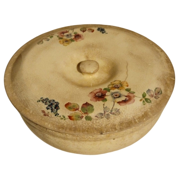 Vtg Bak– Serv Guaranteed Oven Proof P. C. P. Co. 1940 Covered Bowl Floral Design - Picture 2 of 11